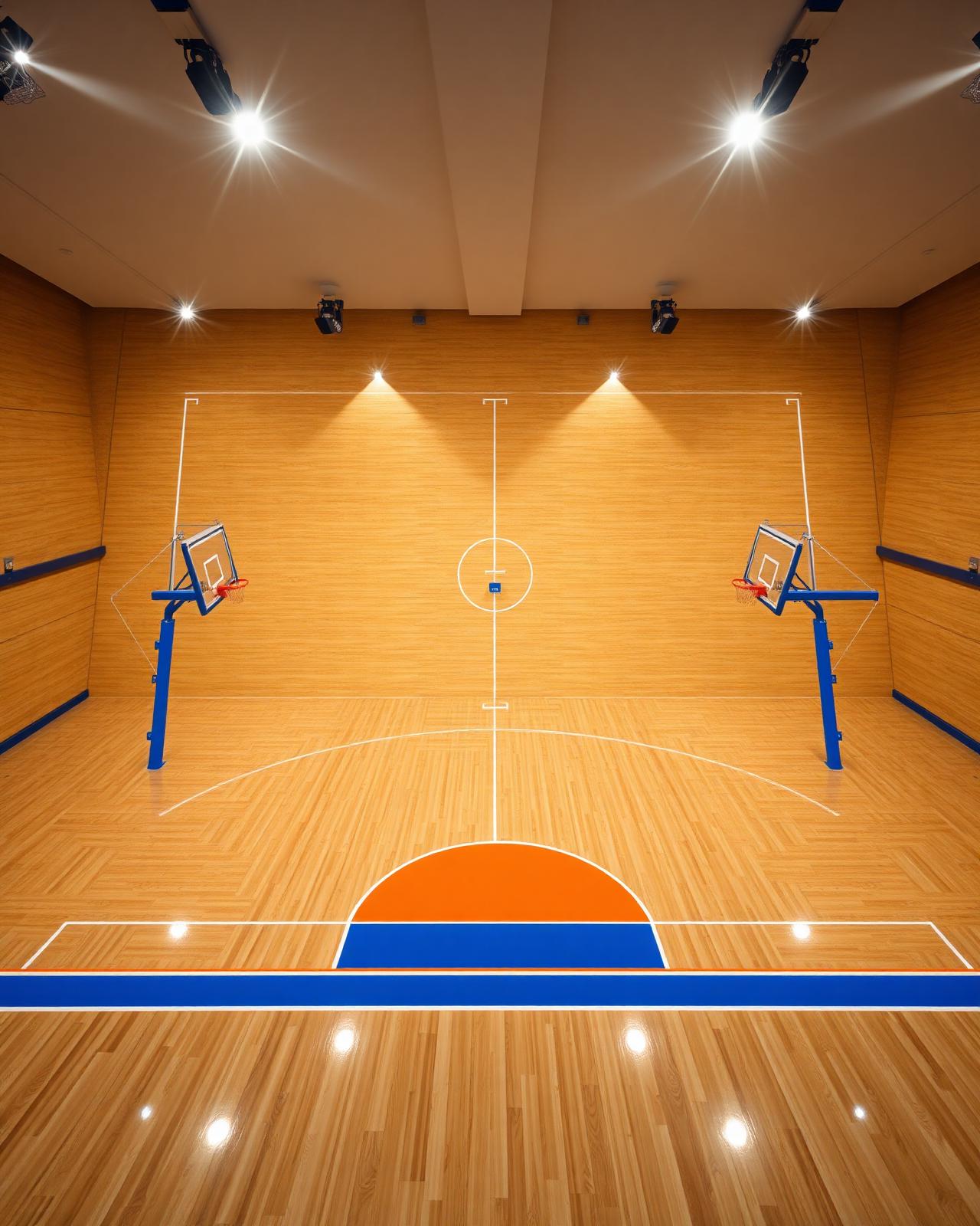 Terrain de basket bleu et orange
